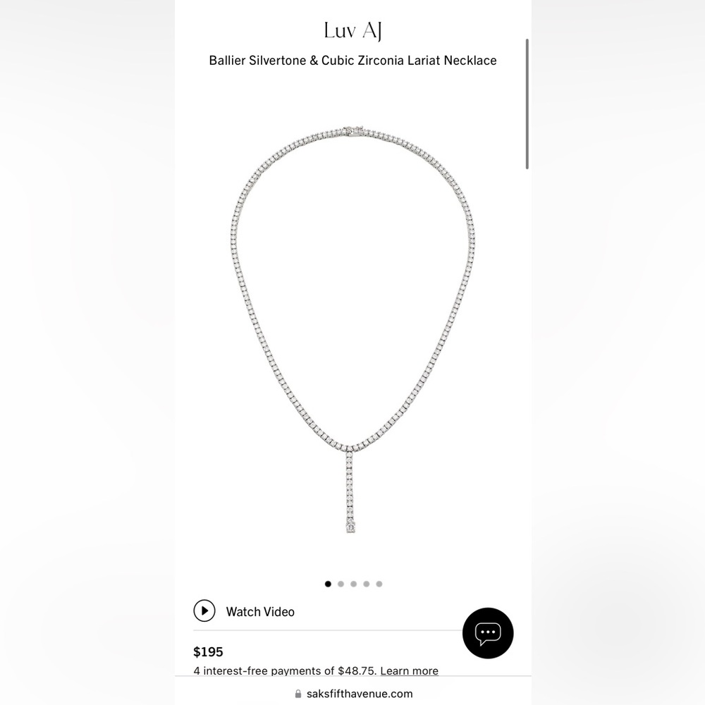 Luv Aj Ballier Silvertone & Cubic Zirconia Lariat Necklace